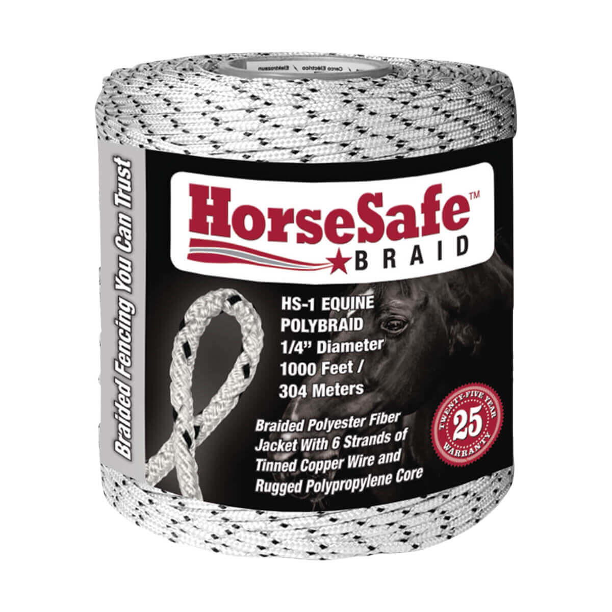 Power Wizard HorseSafe® Electric Fence Polybraid - 1/4-in x 1000-ft