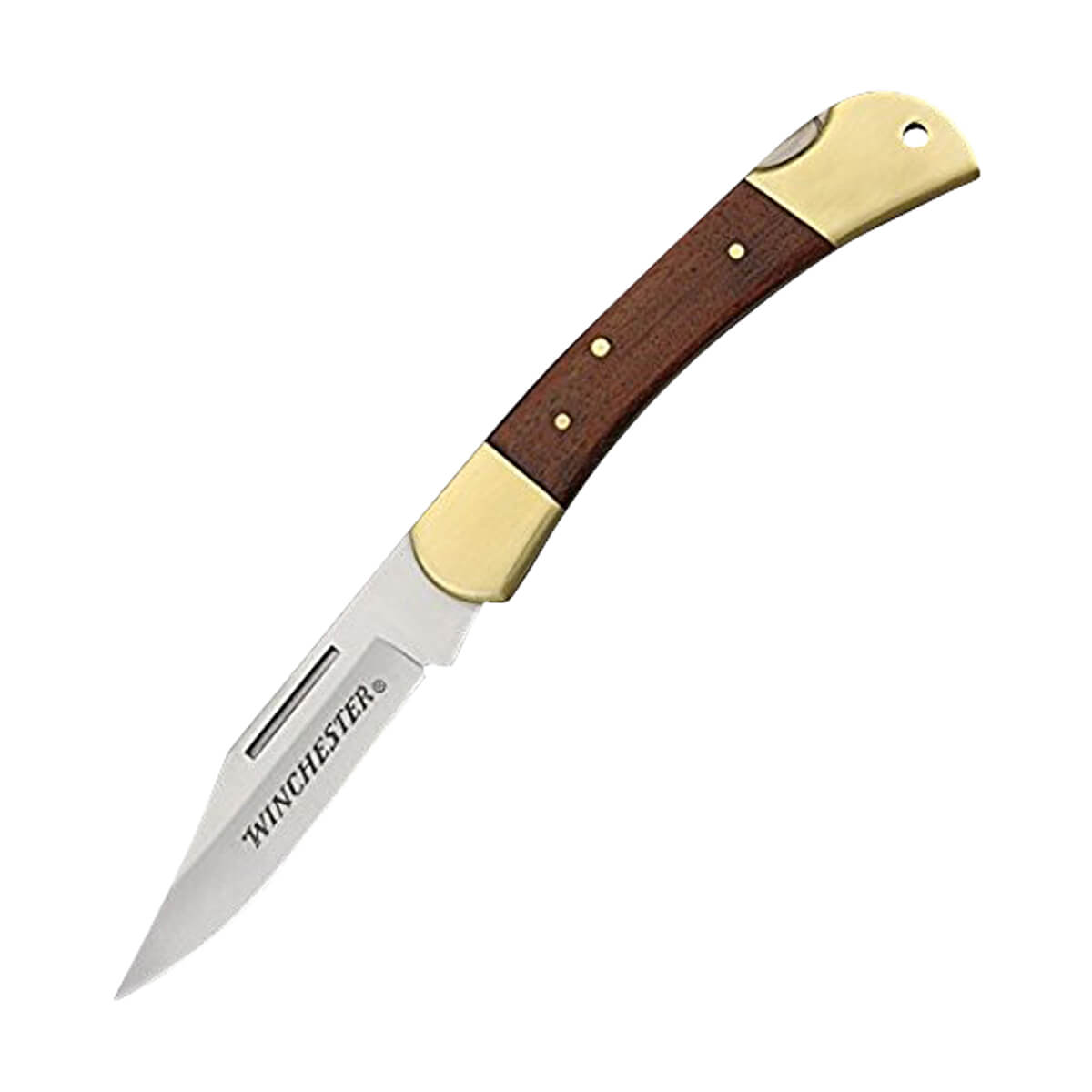 Winchester Brass Folding Knife with Leather Sheath - 3.5-in Winchester Brass Folding Knife with Leather Sheath - 3.5-in