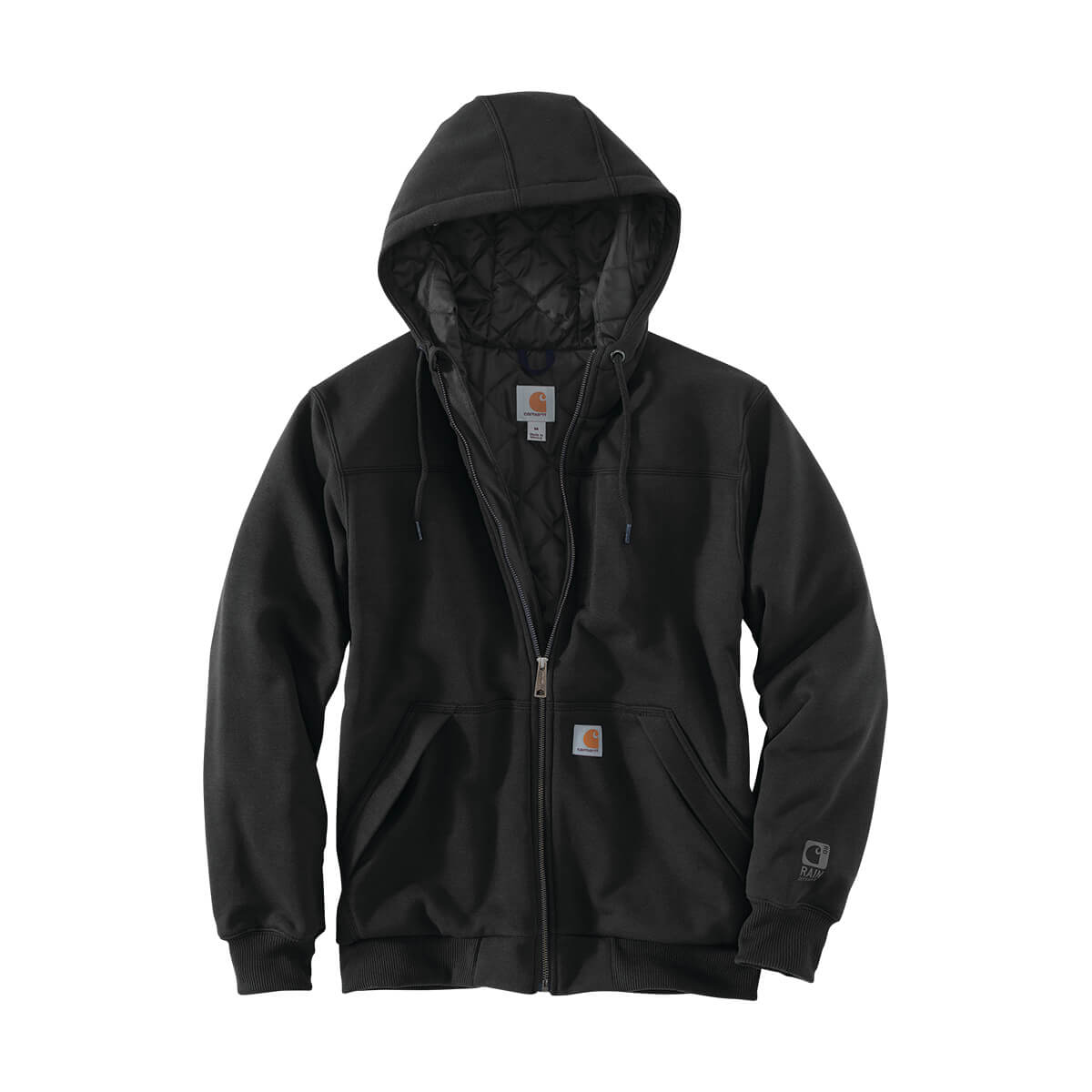 Carhartt Rain Defender® Rockland Quilt-Lined Full-Zip Hooded Sweatshirt - Black