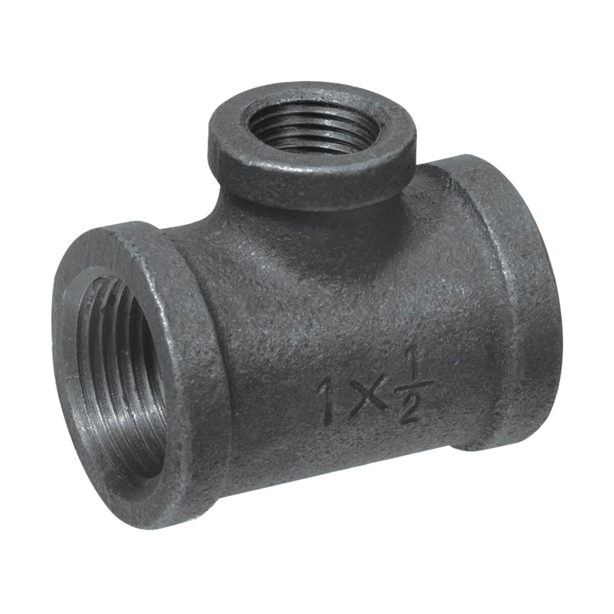 Fitting Black Iron Reducing Tee - 1-in x 1/2-in