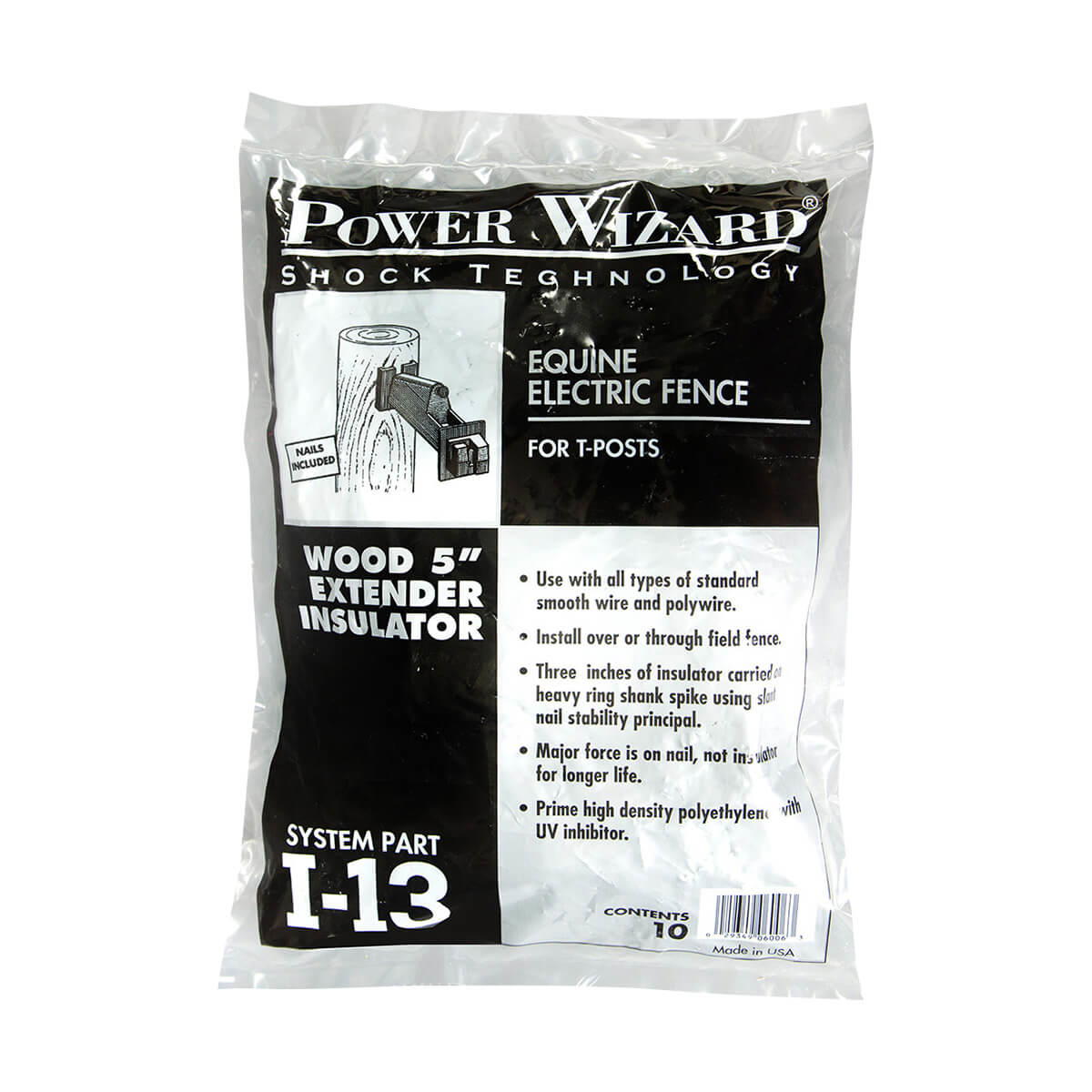 Power Wizard Wood Post Insulator 5-in Extender - I-13 - 10 pack