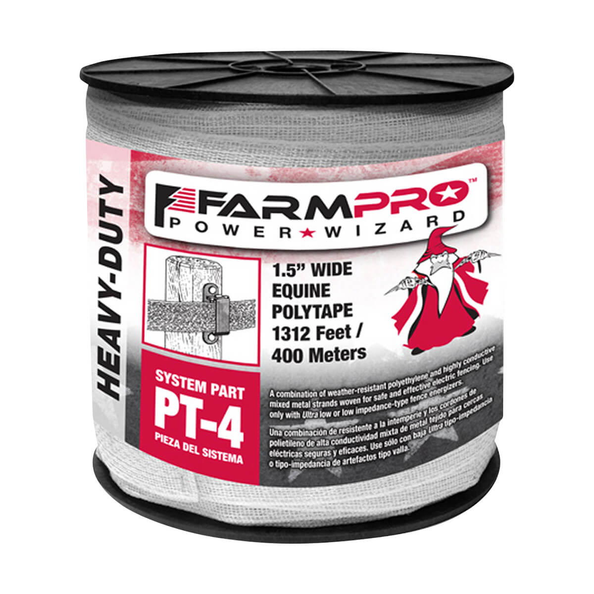 Power Wizard PT-4 Electric Fence Equine Polytape - 400 m