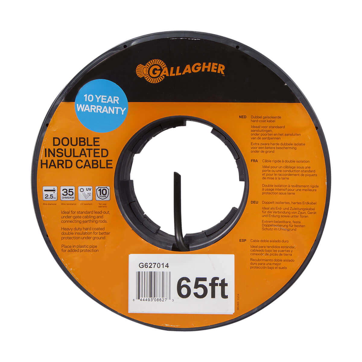 Gallagher Double Insulated Electric Fence Hard Cable - 20 m